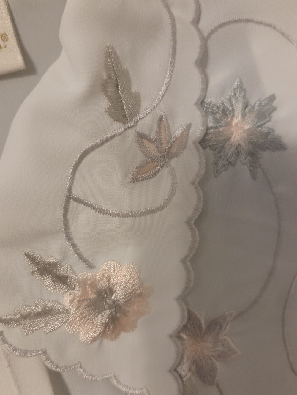 Vintage Womens Plus Size Ivory White Floral Embroidered Blouse Sz 16 Granny 90s - Picture 4 of 10